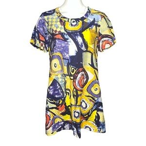 Shana Lagenlook Contempory Artsy Art to Wear Abstract Print Dress Size Small